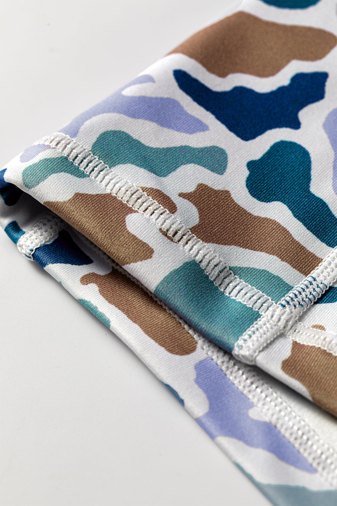 Blue Abstract Camo Printed Seam Detail Biker Shorts