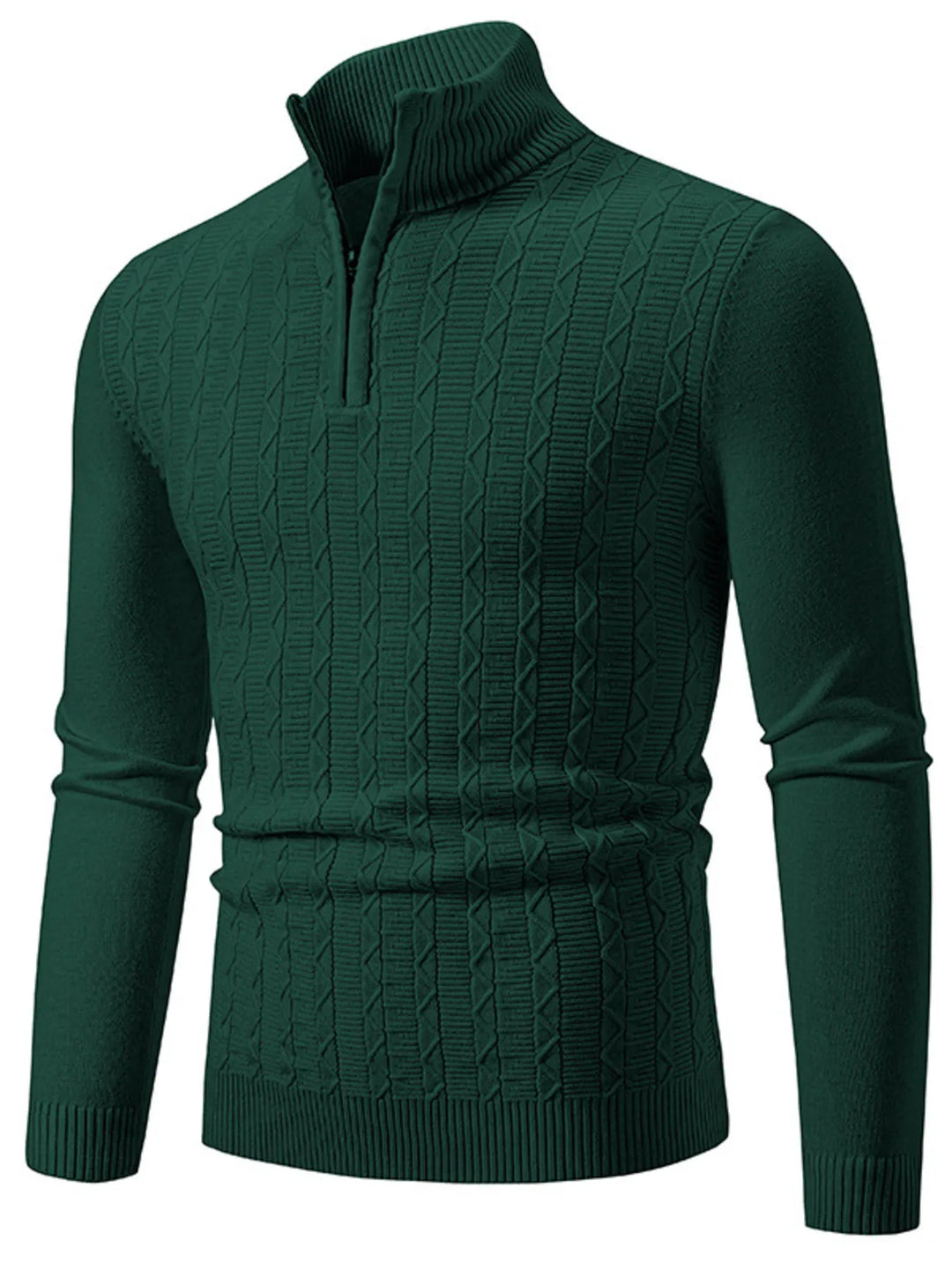 Men's Plus Size Quarter Zip Long Sleeve Sweater