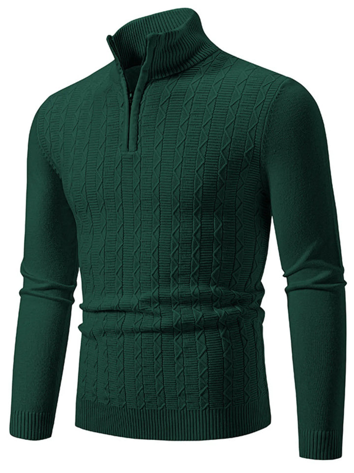 Men's Plus Size Quarter Zip Long Sleeve Sweater