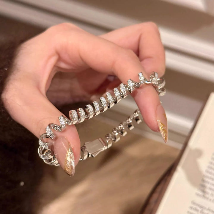 Alloy Zircon Silver-Plated Coil Bracelet