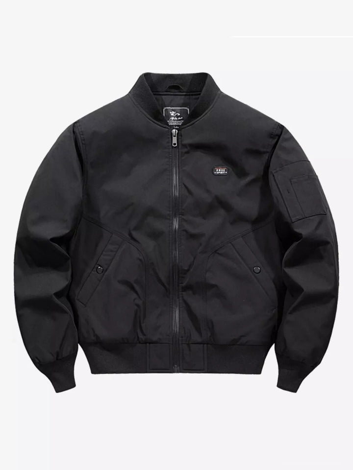 Men's Plus Size Bomber Jacket with Zipper