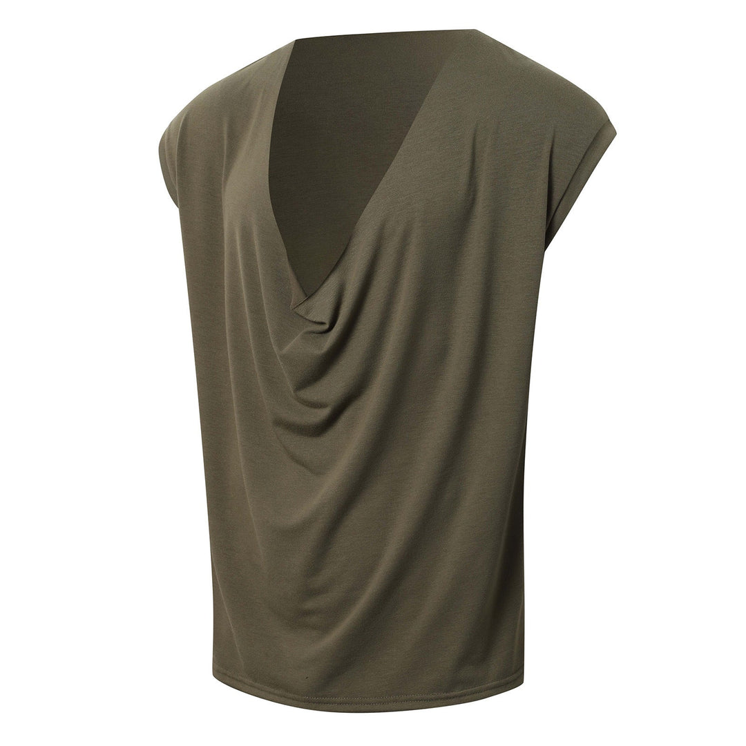 Mens Solid-Color Sleeveless Sports V-Neck Tank Top