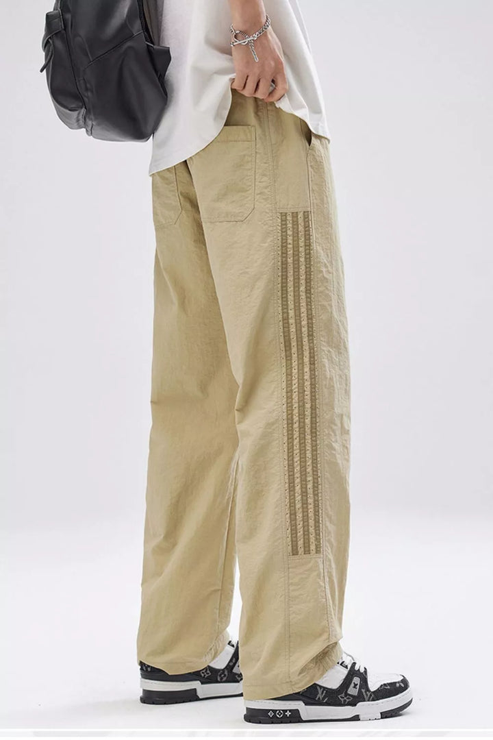 Men's Full Size Striped Casual Wide Leg Pants Plus Size