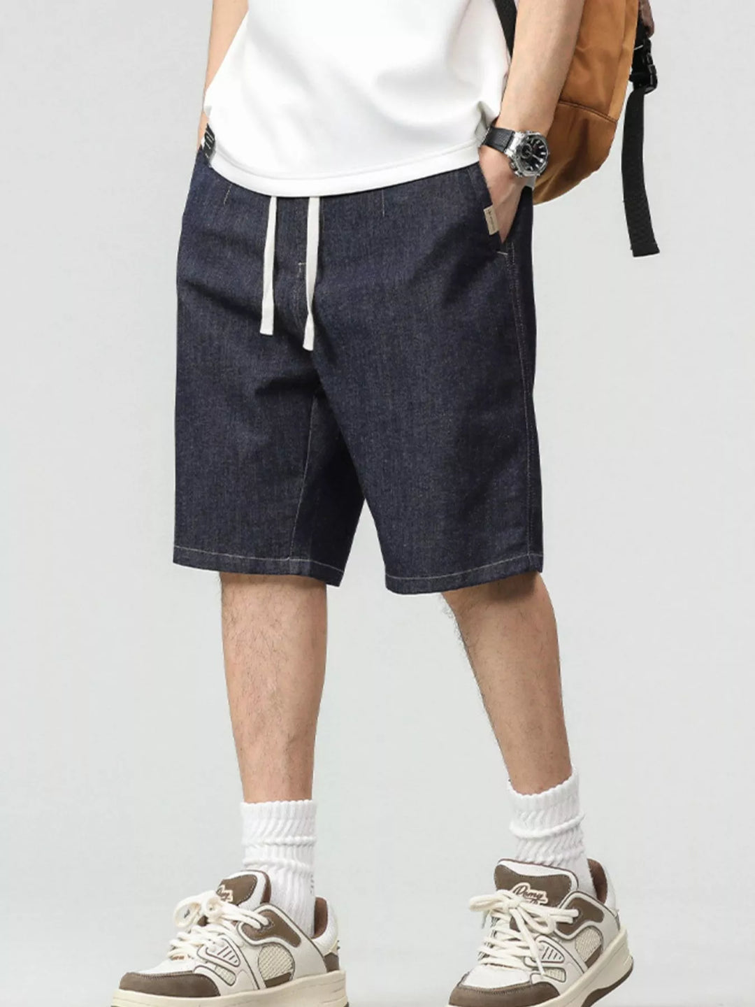 Men's Plus Size Drawstring Denim Shorts
