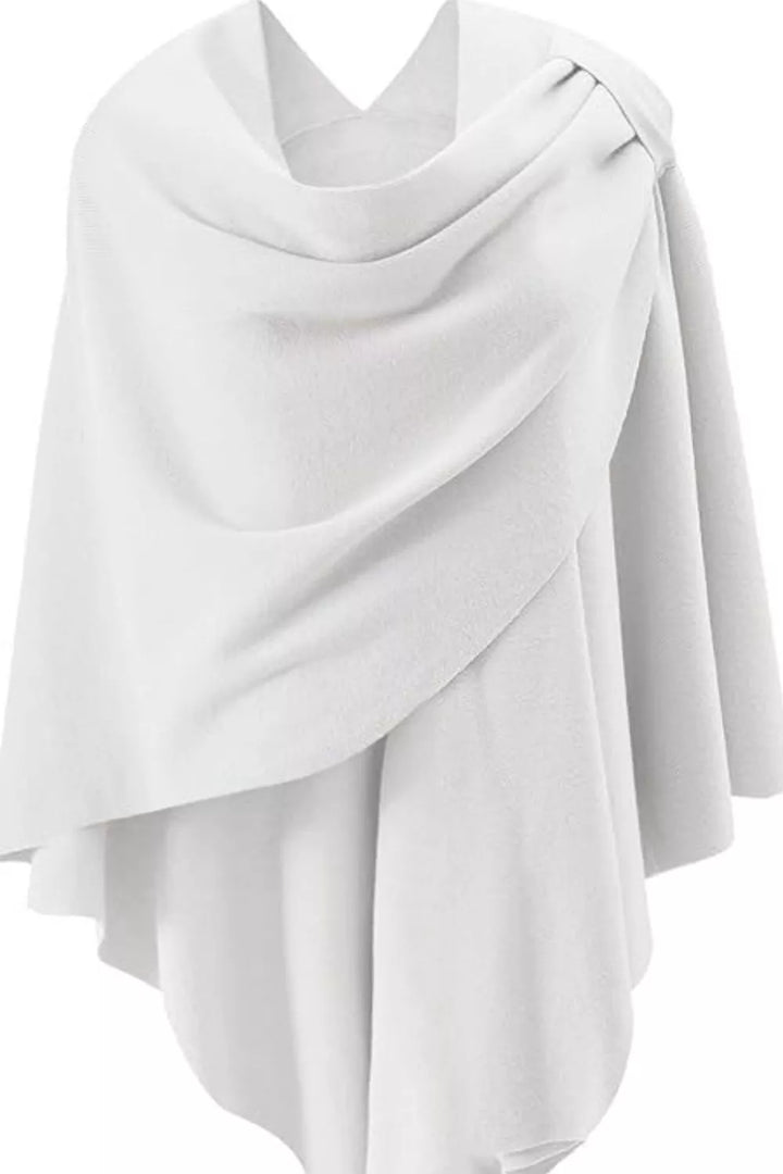 Draped Knitted Split Cape Shawl with Strap