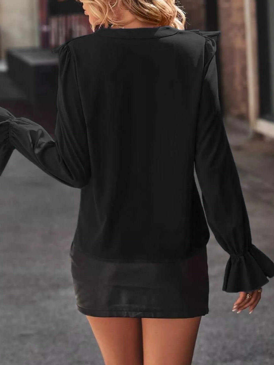 Ruffled Flounce Sleeve Blouse