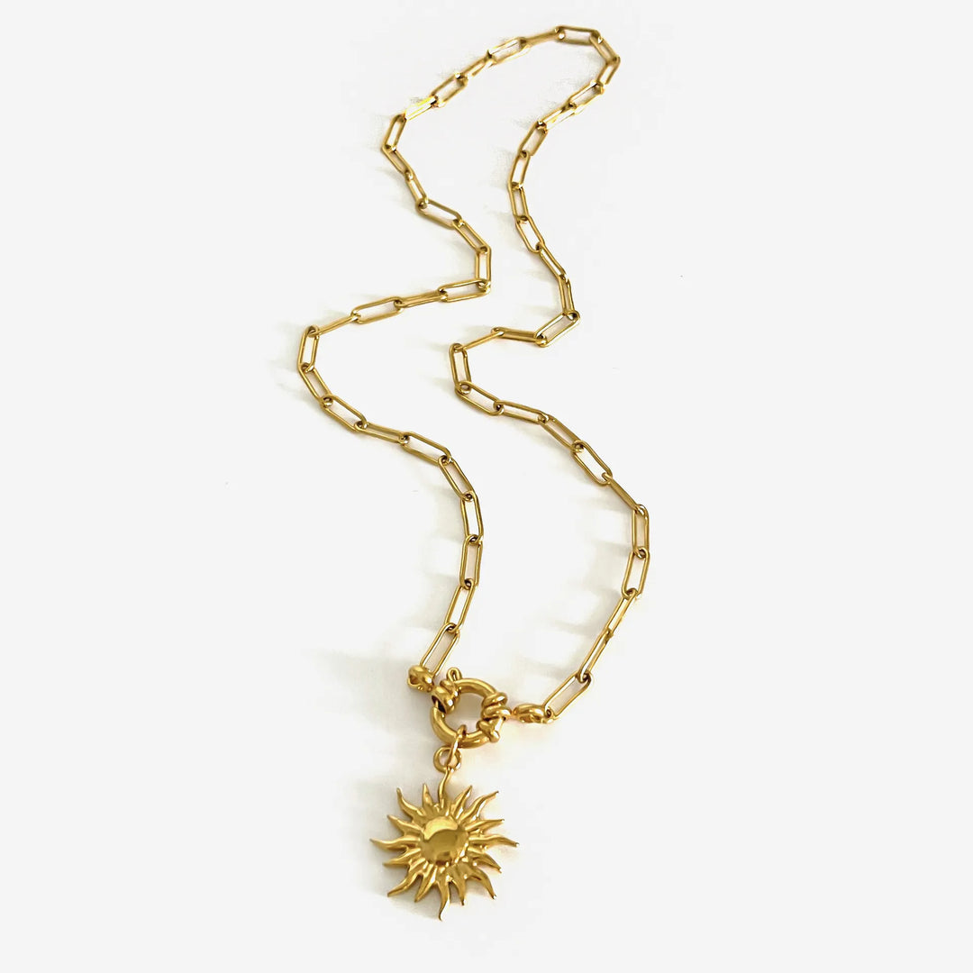 2-Piece 18K Gold-Plated Sun & Wave Pendant Necklace