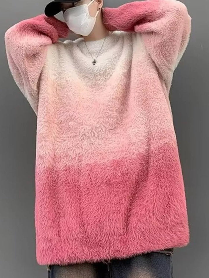 Men's Gradient Fuzzy Knit Pullover Sweater