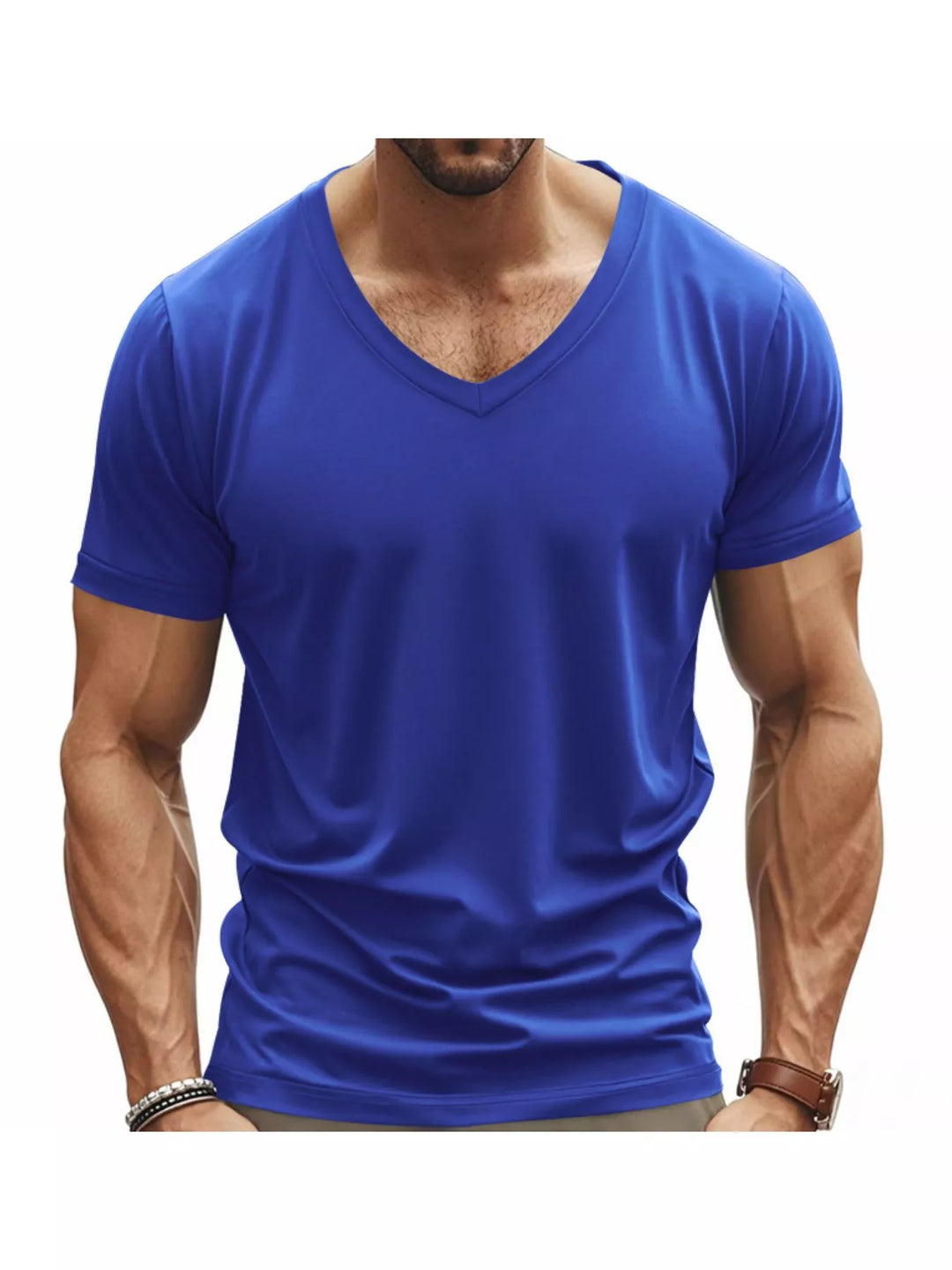 Men's Full Size Slim Fit V-Neck Basic T-Shirt Plus Size