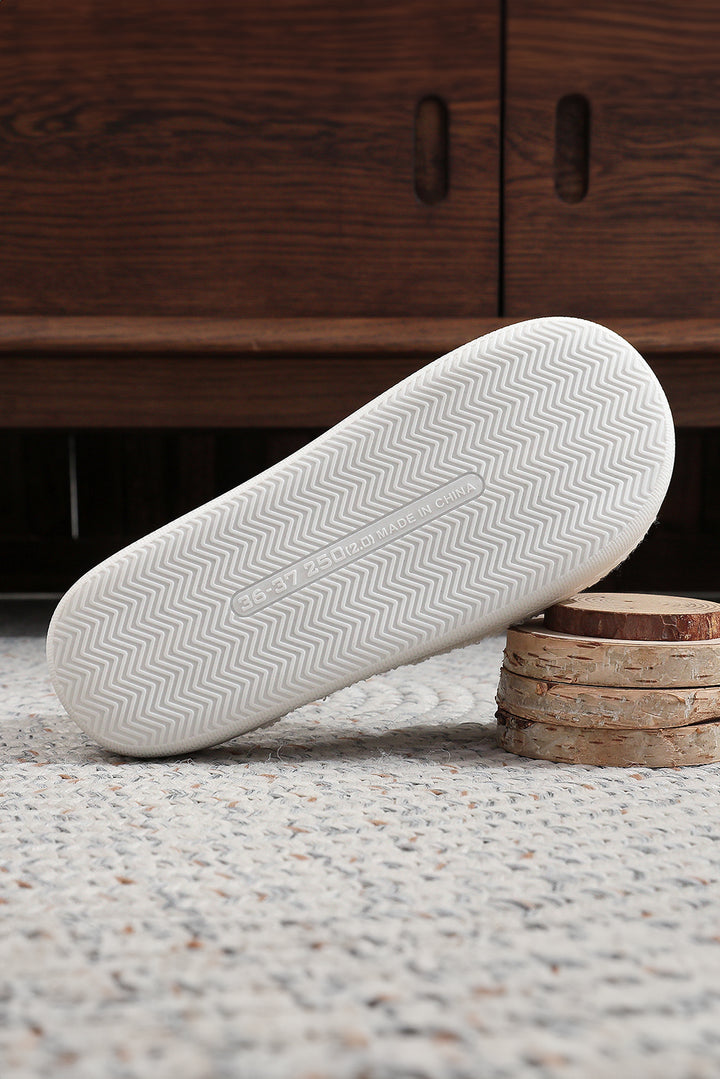 White XO XO Glitter Trim Letter Patched Plush House Slippers