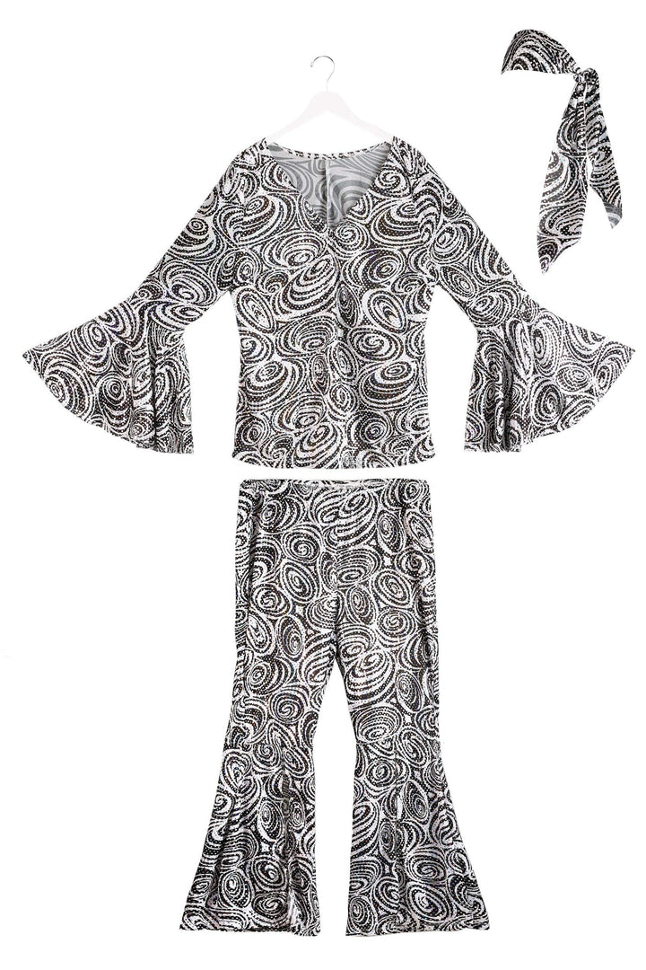 Foxy Lady Disco Costume - Women's 70s Retro Outfit with Bell Bottoms