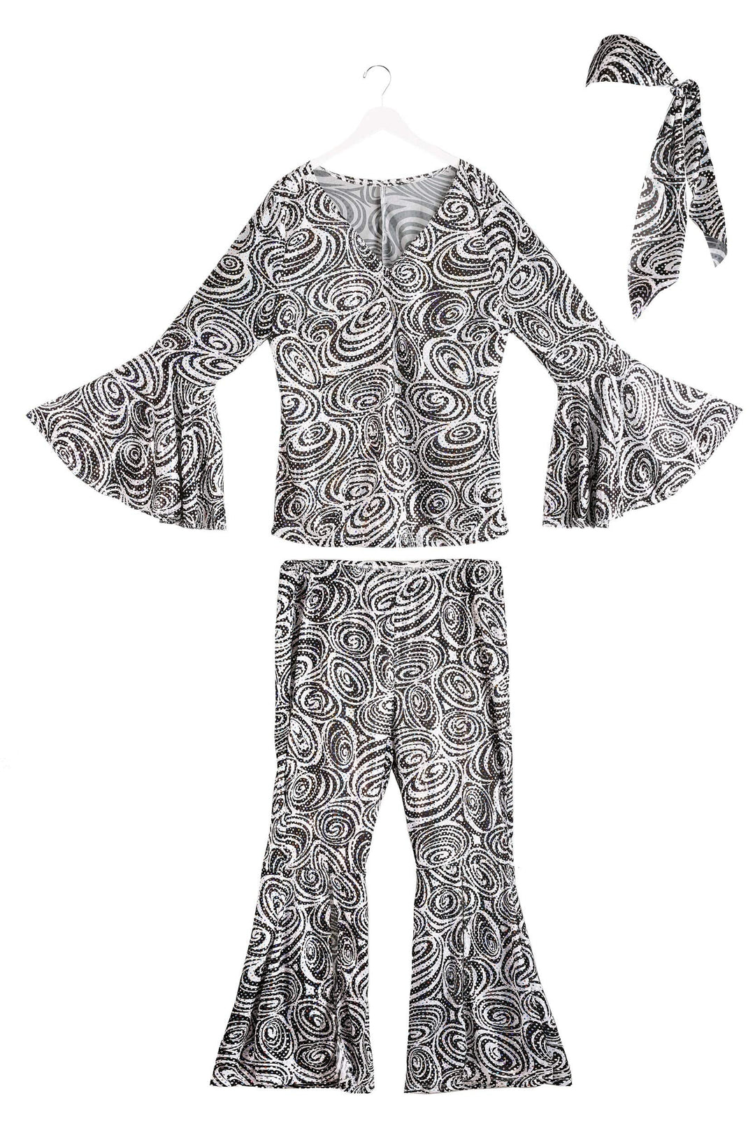 Foxy Lady Disco Costume - Women's 70s Retro Outfit with Bell Bottoms
