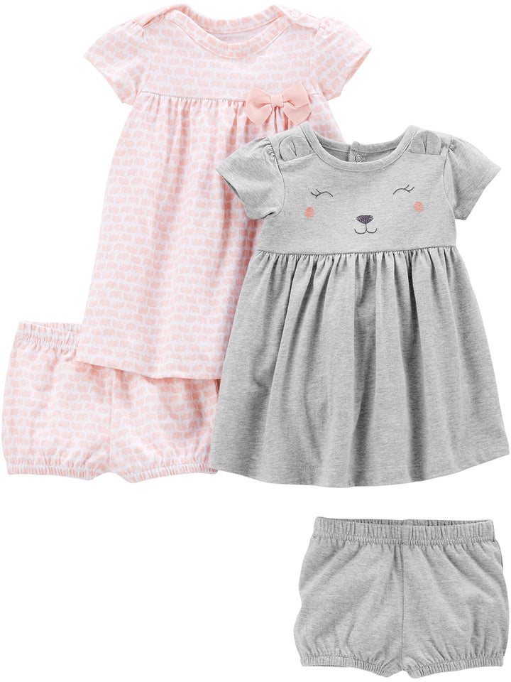 Girls Dress Set 2-Pack - Short Sleeve and Sleeveless Dresses