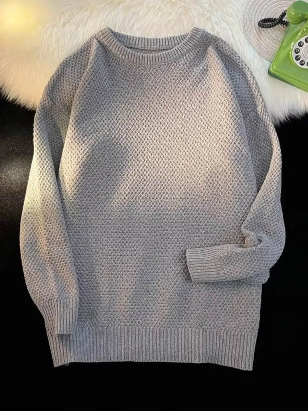 Men's Textured Knit Relaxed Fit Sweater