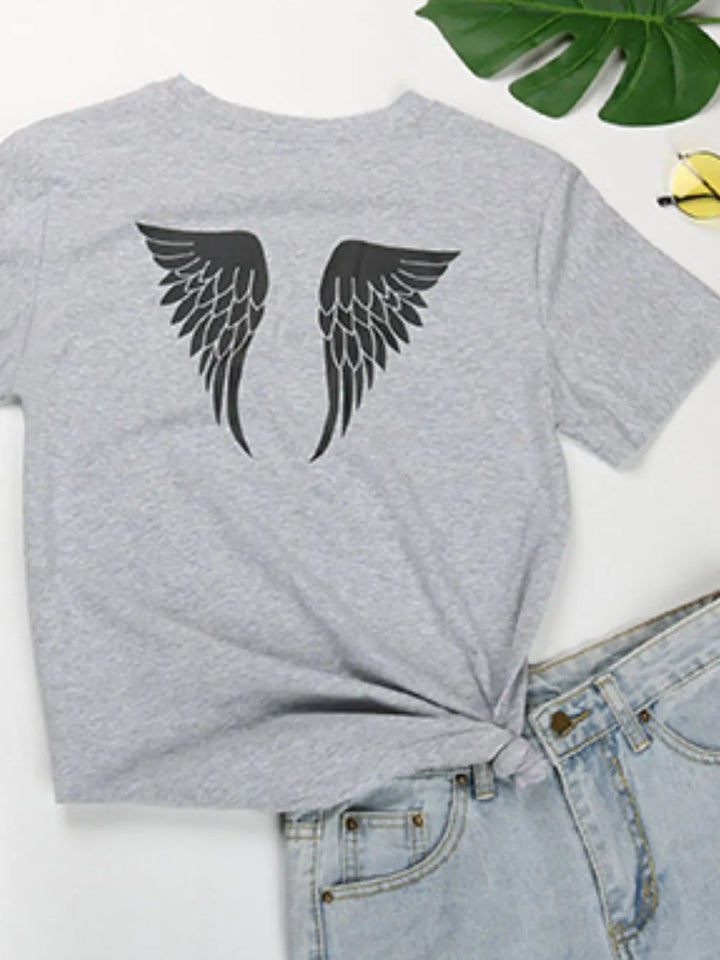 Perfee ANGEL Round Neck Short Sleeve T-Shirt
