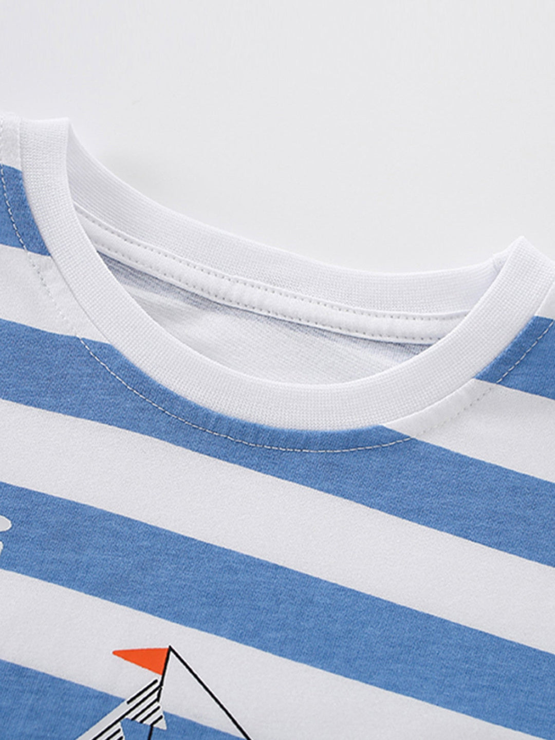 Children's Striped Printed Round Neck T-Shirt