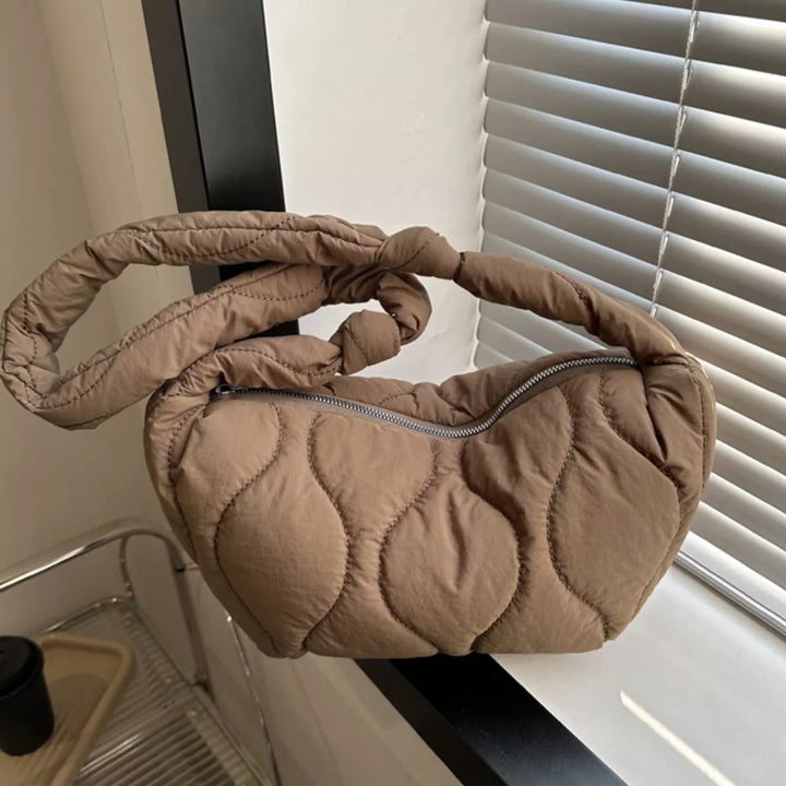 Solid Color Quilted Crossbody Bag