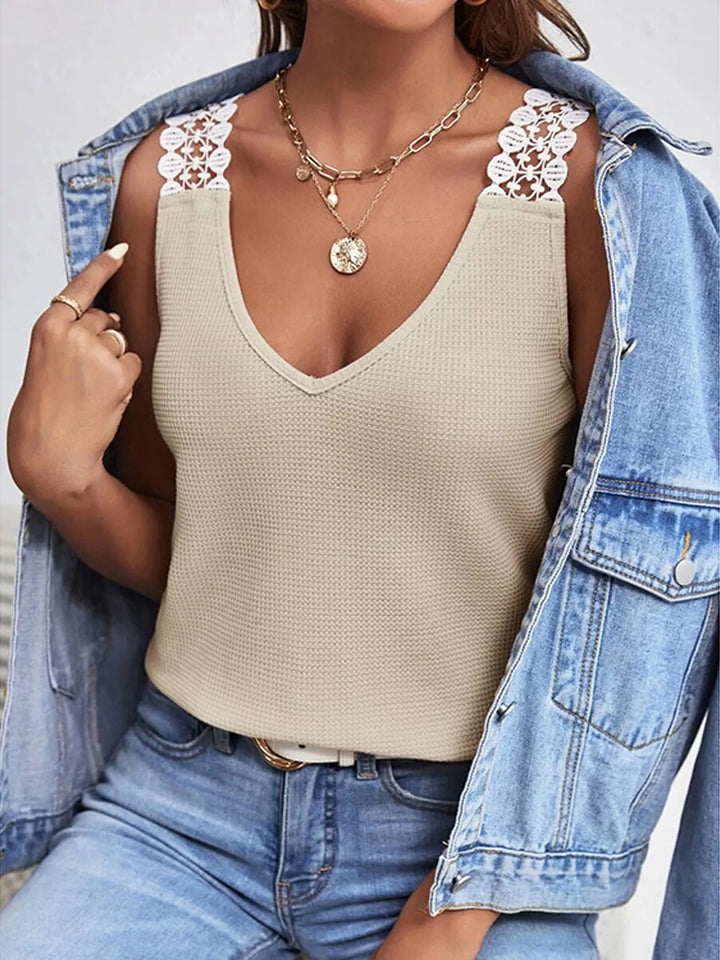 Lace Trim V-Neck Tank Top