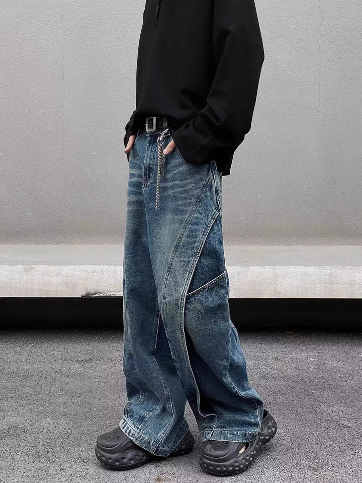 Men's Full Size Washed Wide Leg Jeans Plus Size