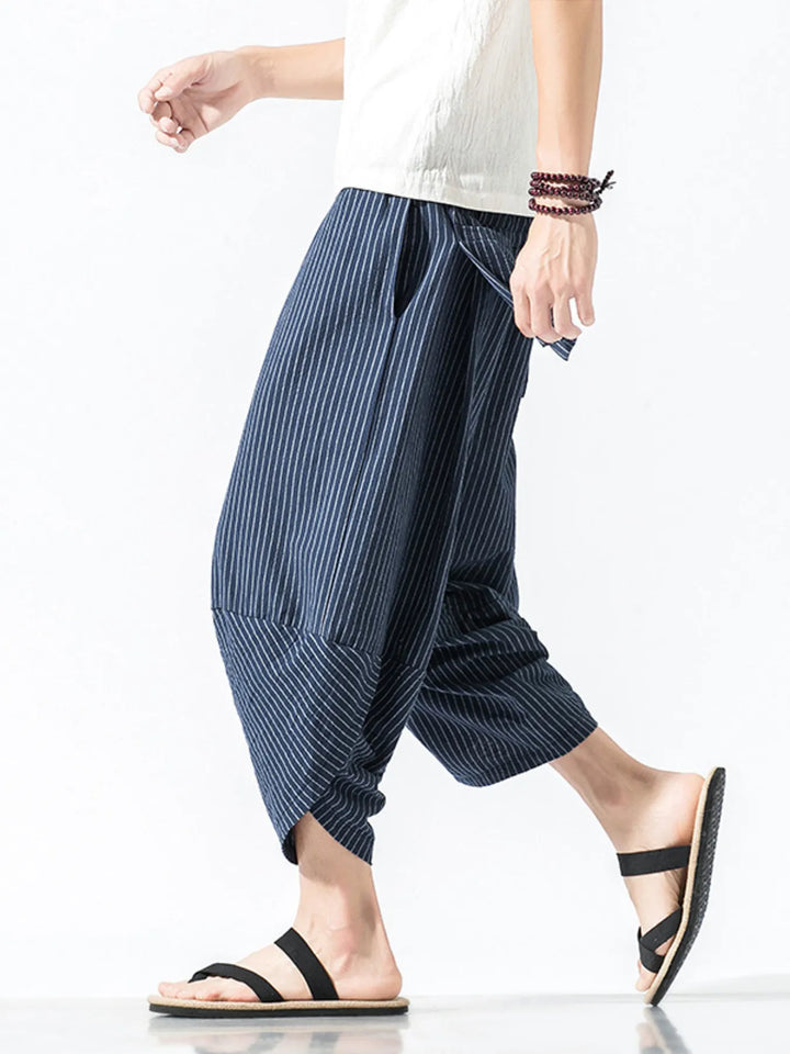 Men's Plus Size Striped Wide Leg Pants
