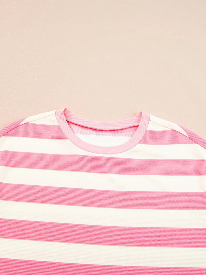 Stripe Cap Sleeve Pocketed Shift Dress