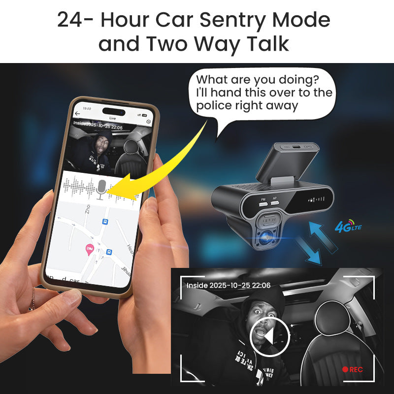 Real-time Monitoring Dual-radar 4G Dual-camera Dash Cam