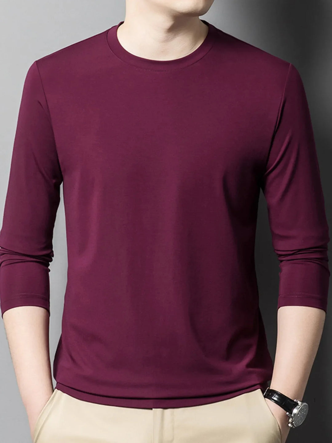 Men's Plus Size Round Neck Long Sleeve T-Shirt