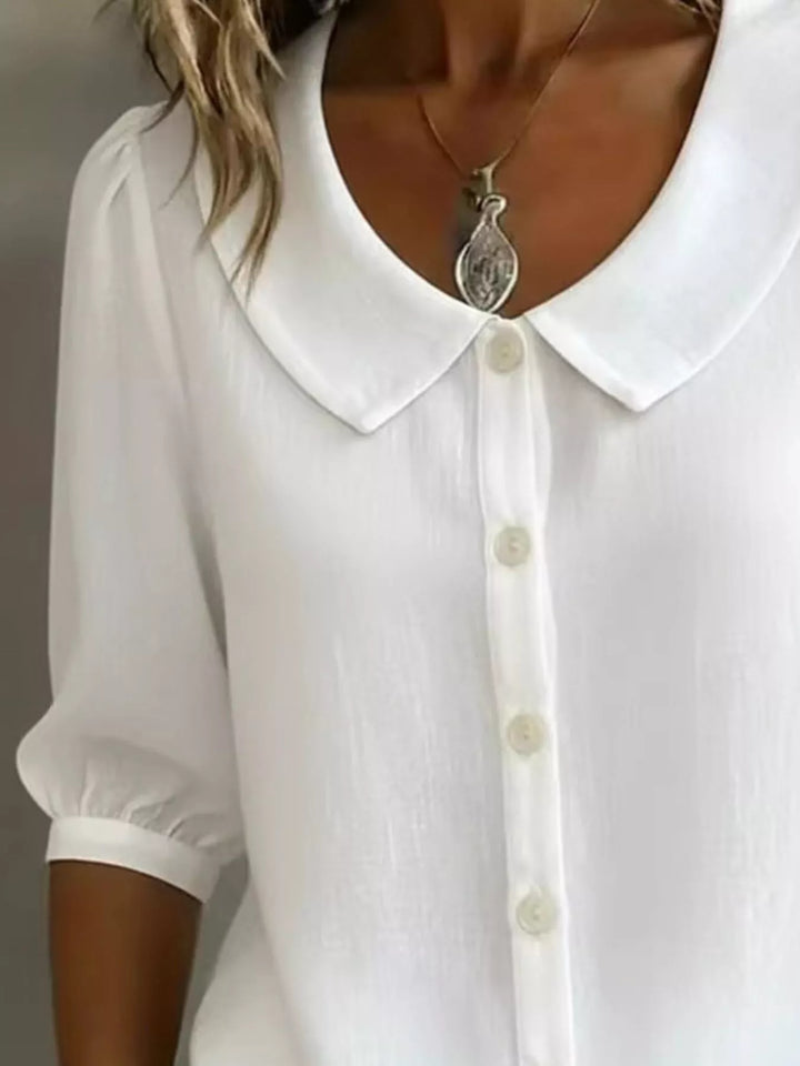 Full Size Peter Pan Collar Button Up Shirt Plus Size
