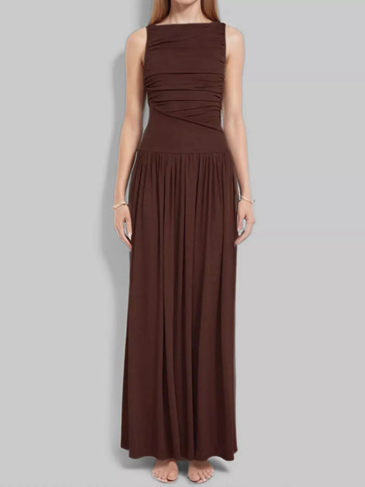 Ruched Sleeveless Maxi Dress
