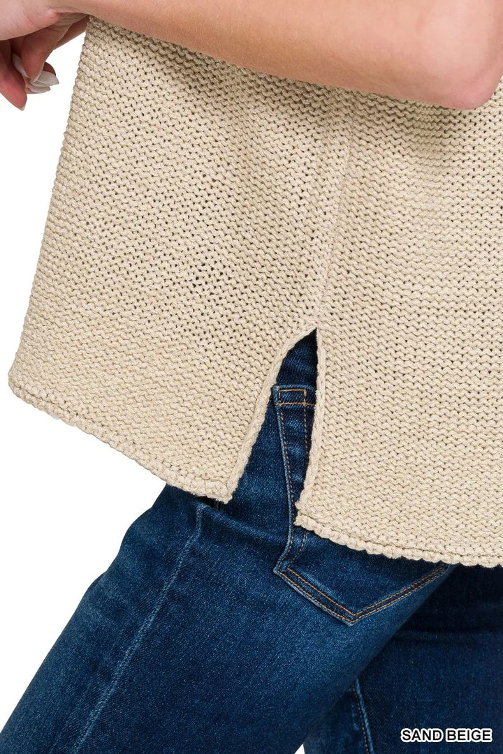 Zenana Oversized Crew Neck Sweater Vest