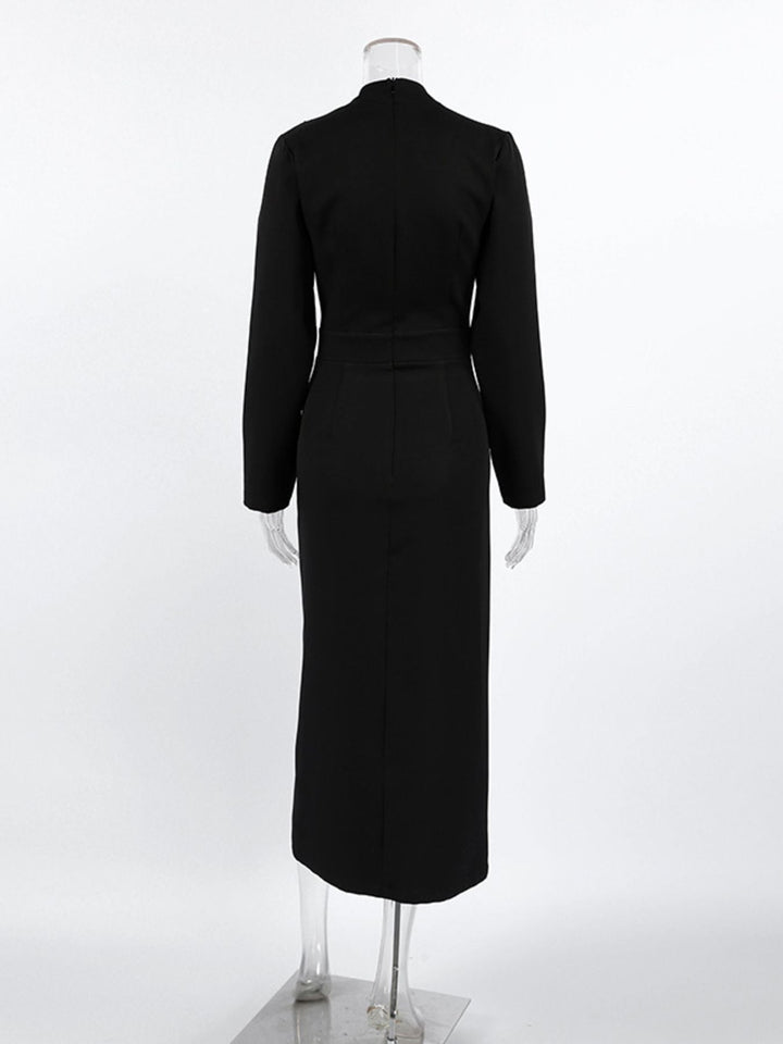 Ruched Long Sleeve Midi Dress