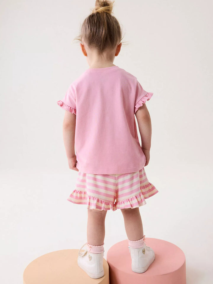 Children's Cute Bunny Applique Ruffle Trim Set