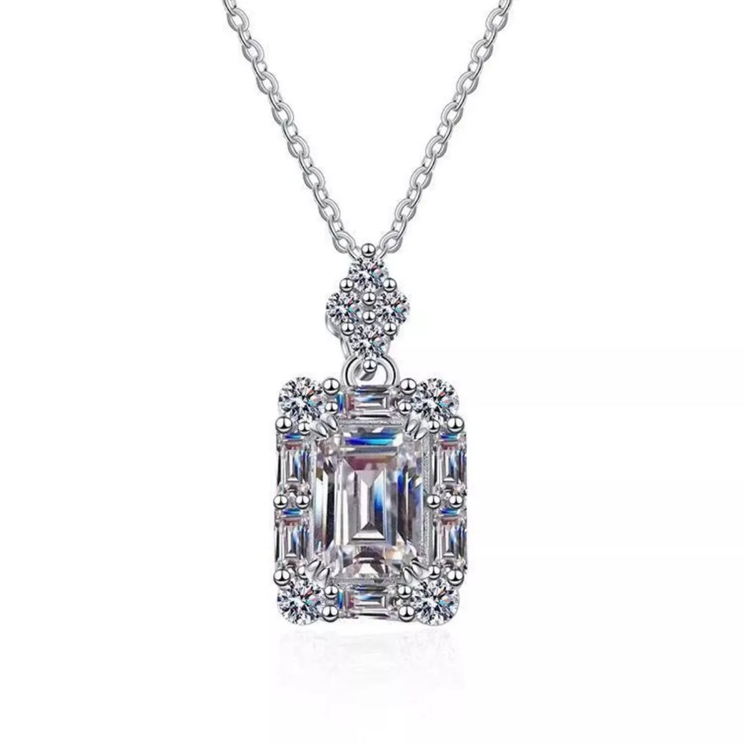 1 Carat 925 Sterling Silver Moissanite Pendant Necklace