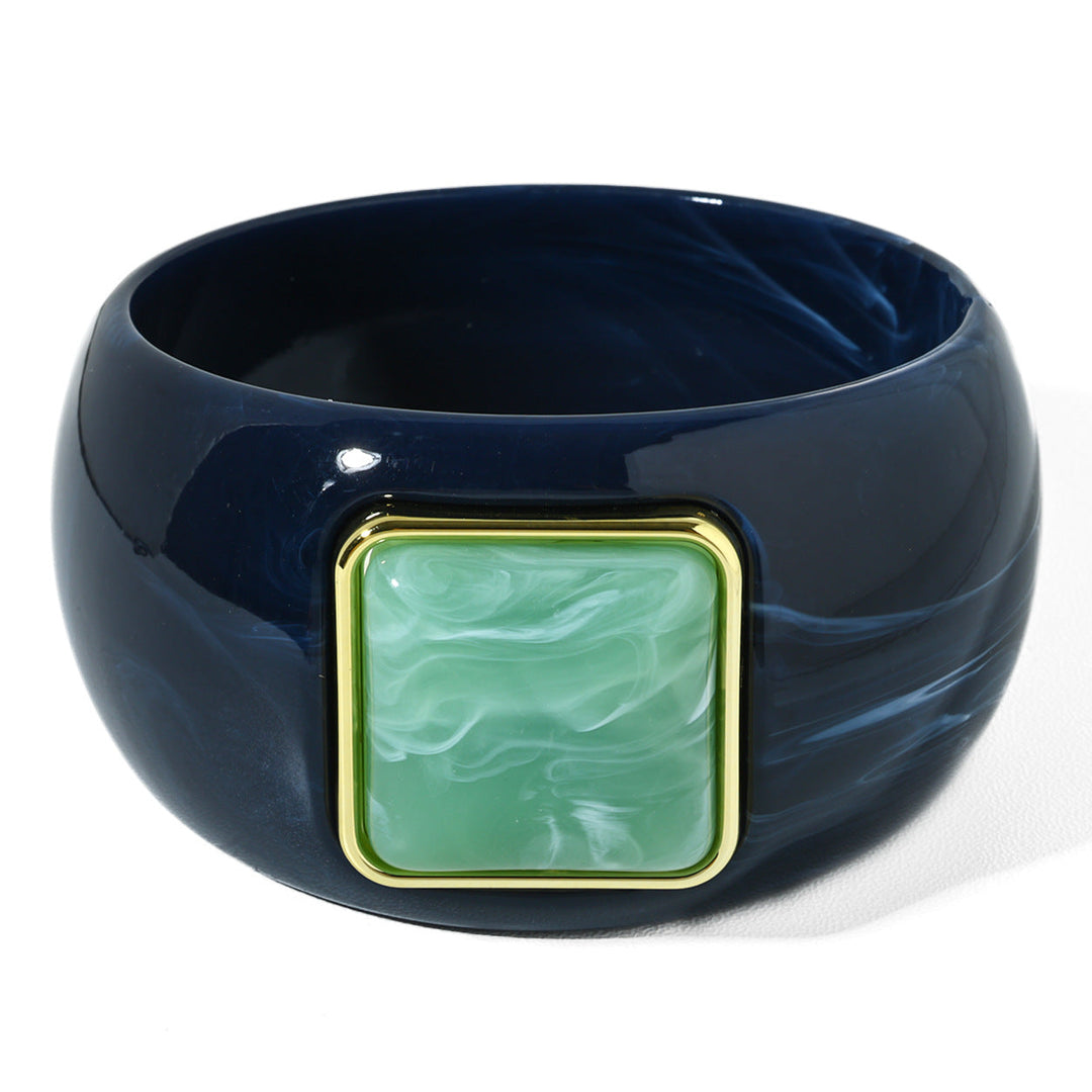 Retro Ombre Gold-Edged Square Resin Bracelet