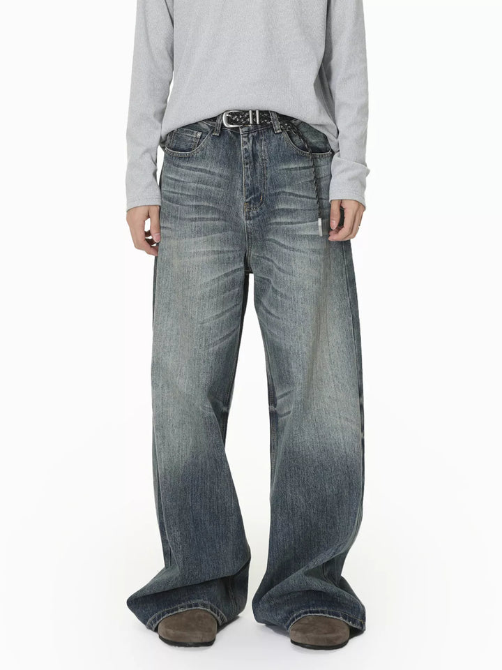 Men's Vintage Wash Wide Leg Jeans