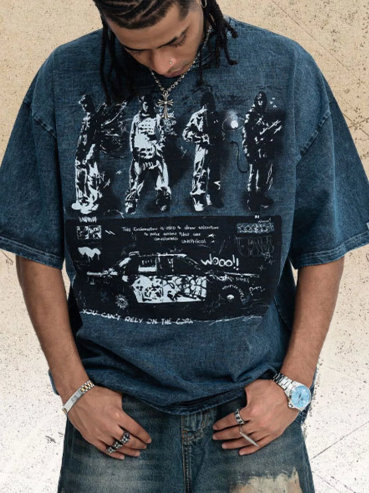 Men's Vintage Graphic Round Neck T-Shirt