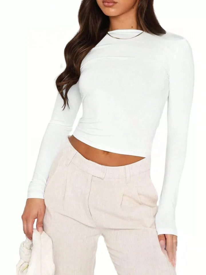 Backless Long Sleeve Slim Fit T-Shirt