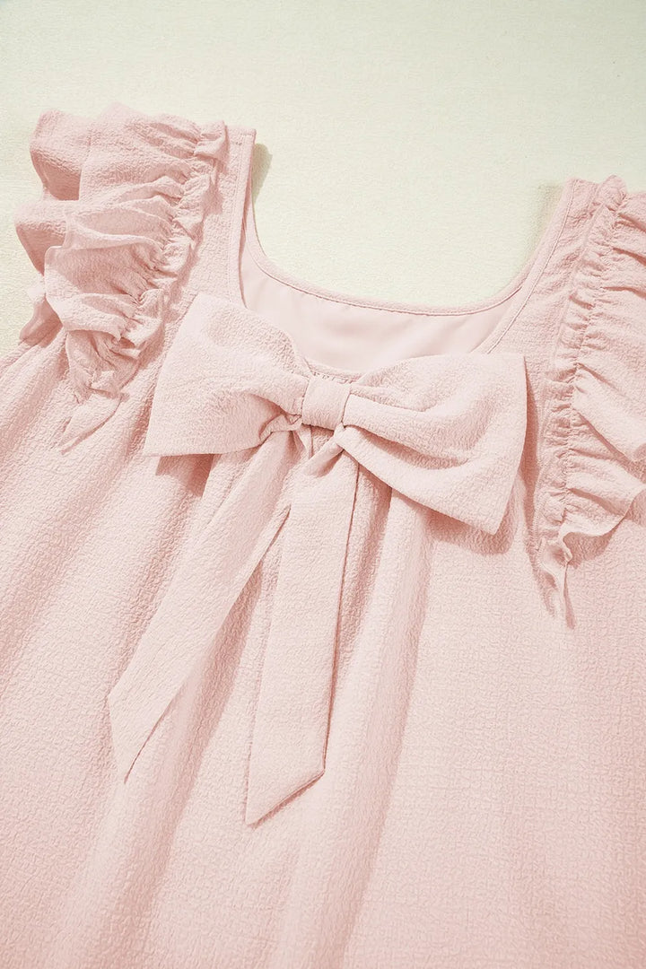 Ruffle Sleeve Bow Back Mini Dress