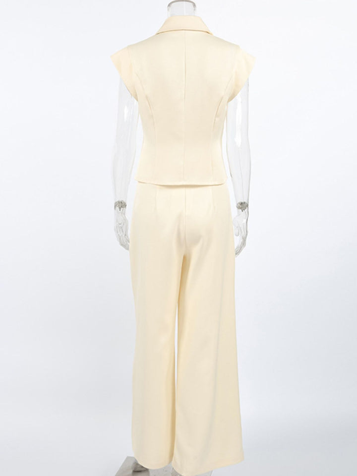 One Button Blazer & Wide Leg Pants Set