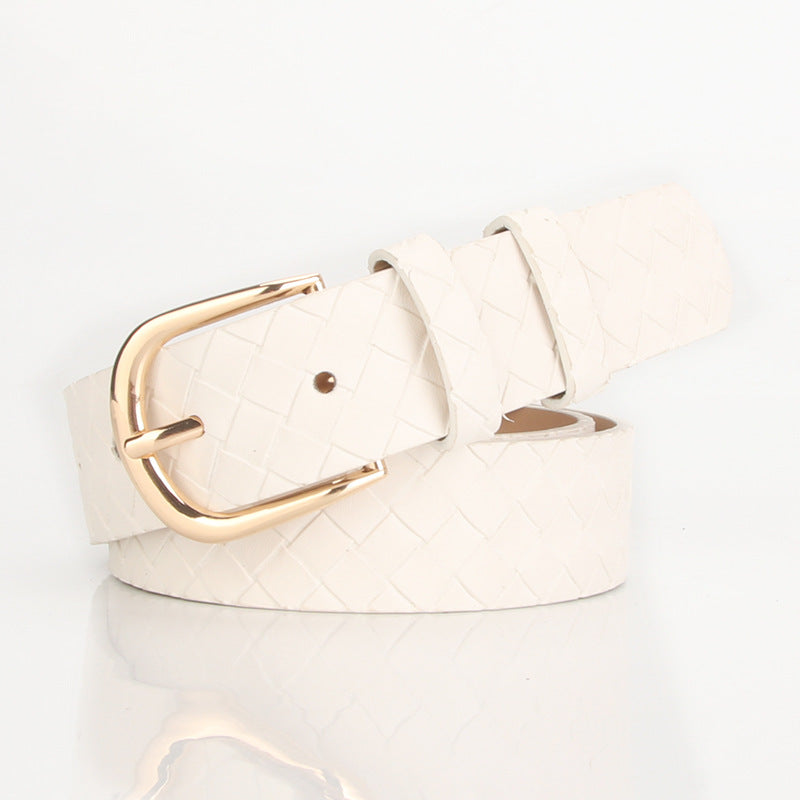 Women's Alloy Pin Buckle Belt Trendy Wild Belt Personality Imitation Weaving