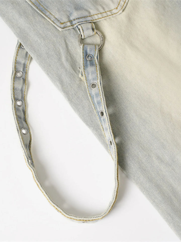 Men's Frayed Hem Wide Leg Jeans