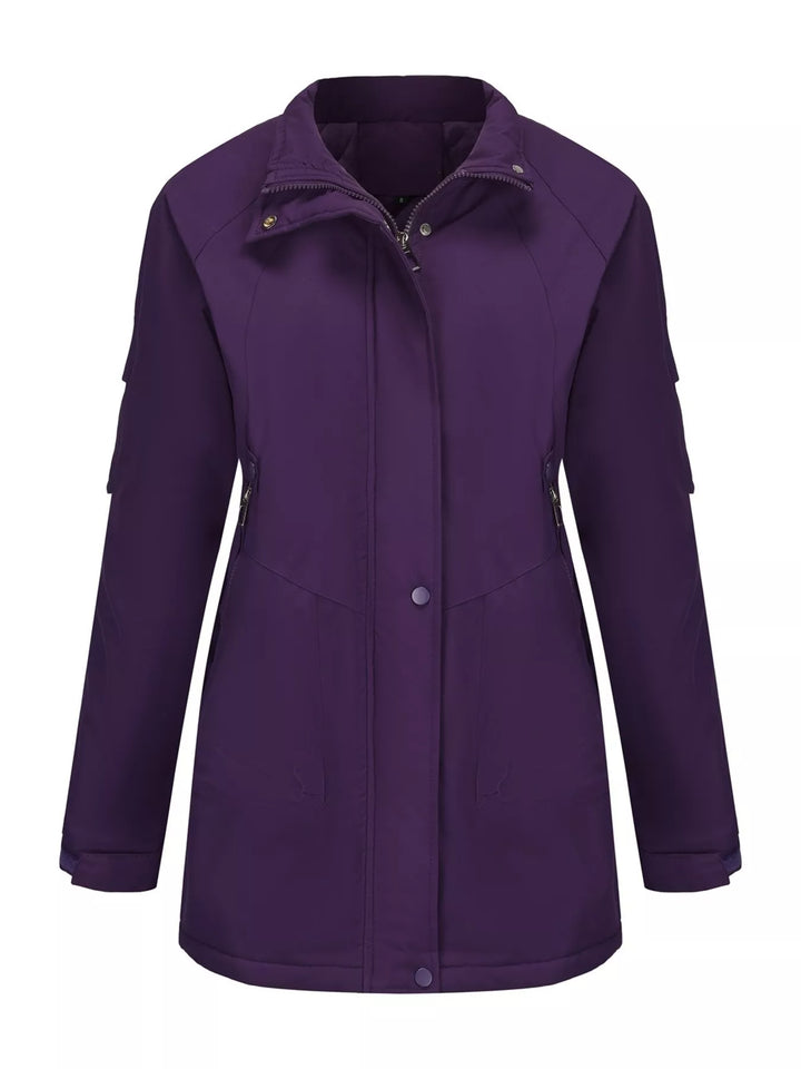 Full Size Hooded Mid-Length Windproof Outerwear Plus Size
