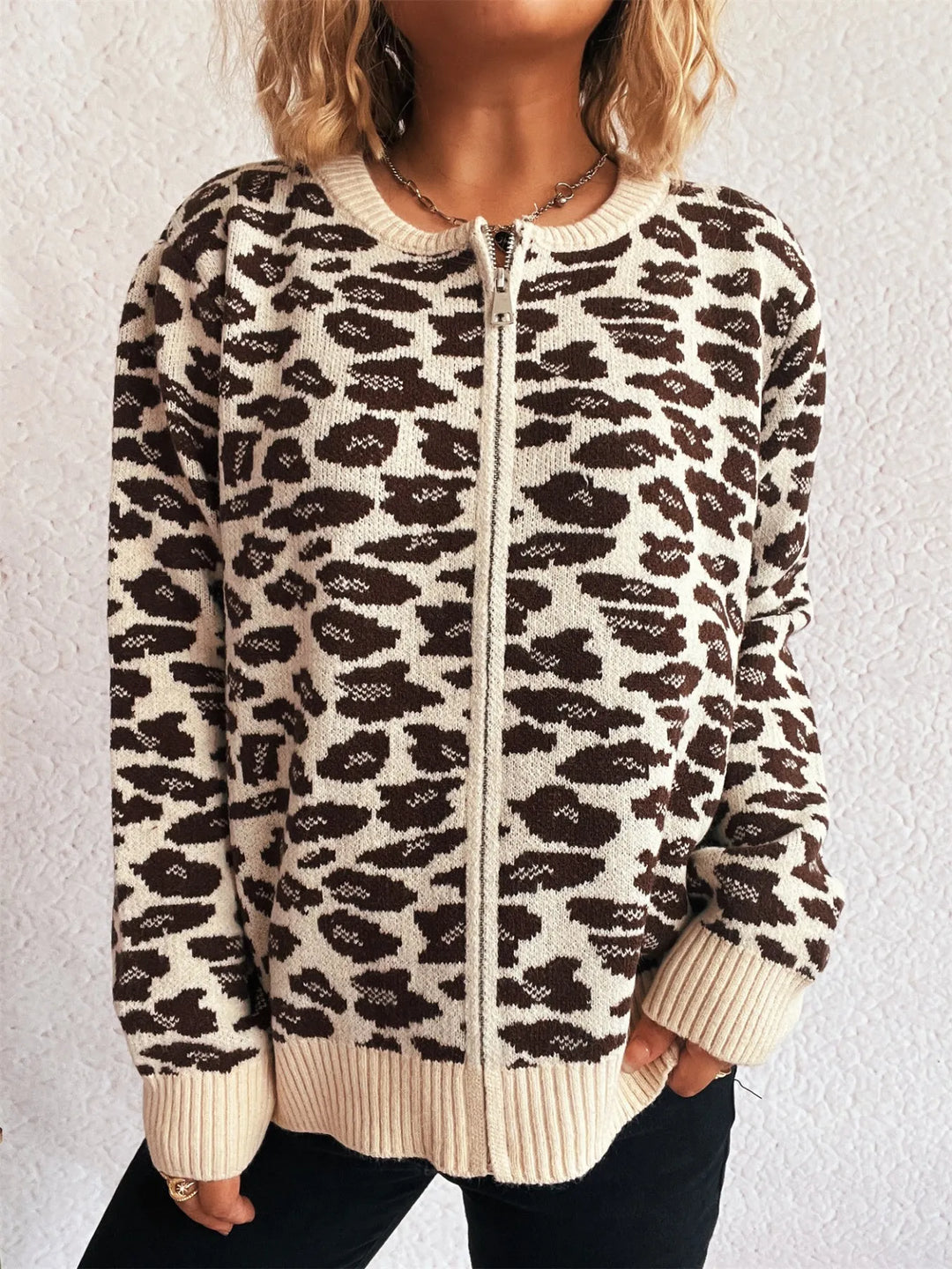 Zip Up Long Sleeve Cardigan