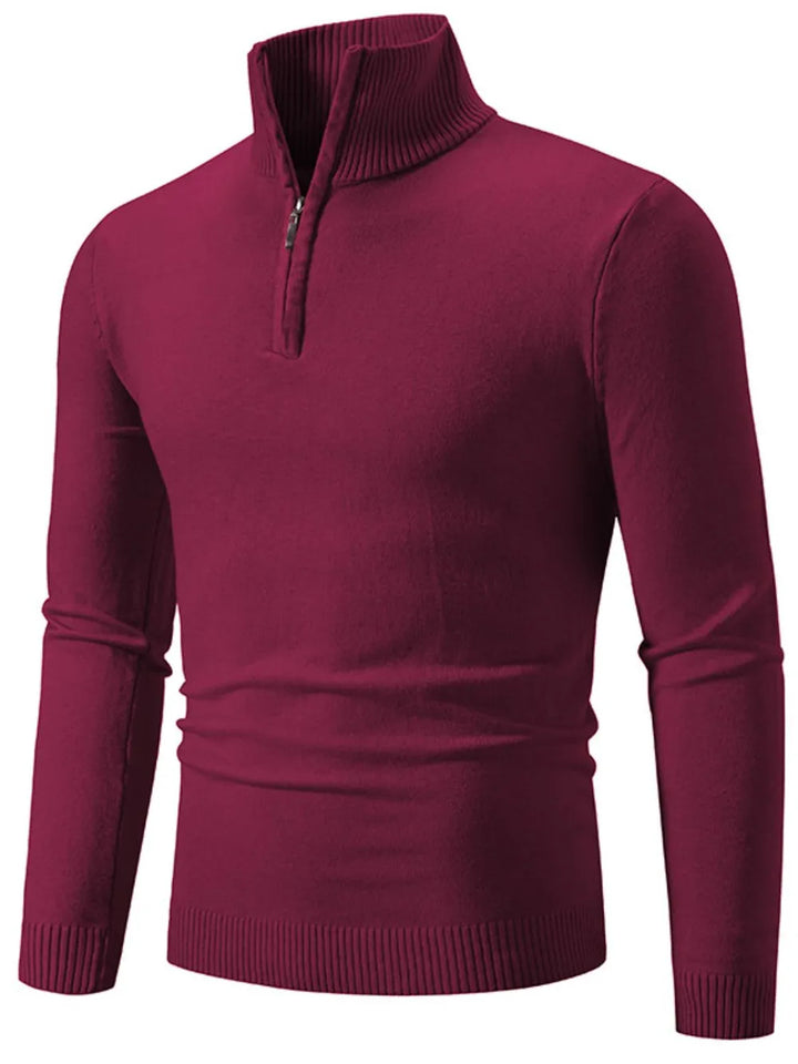 Men's Plus Size Quarter Zip Long Sleeve Sweater