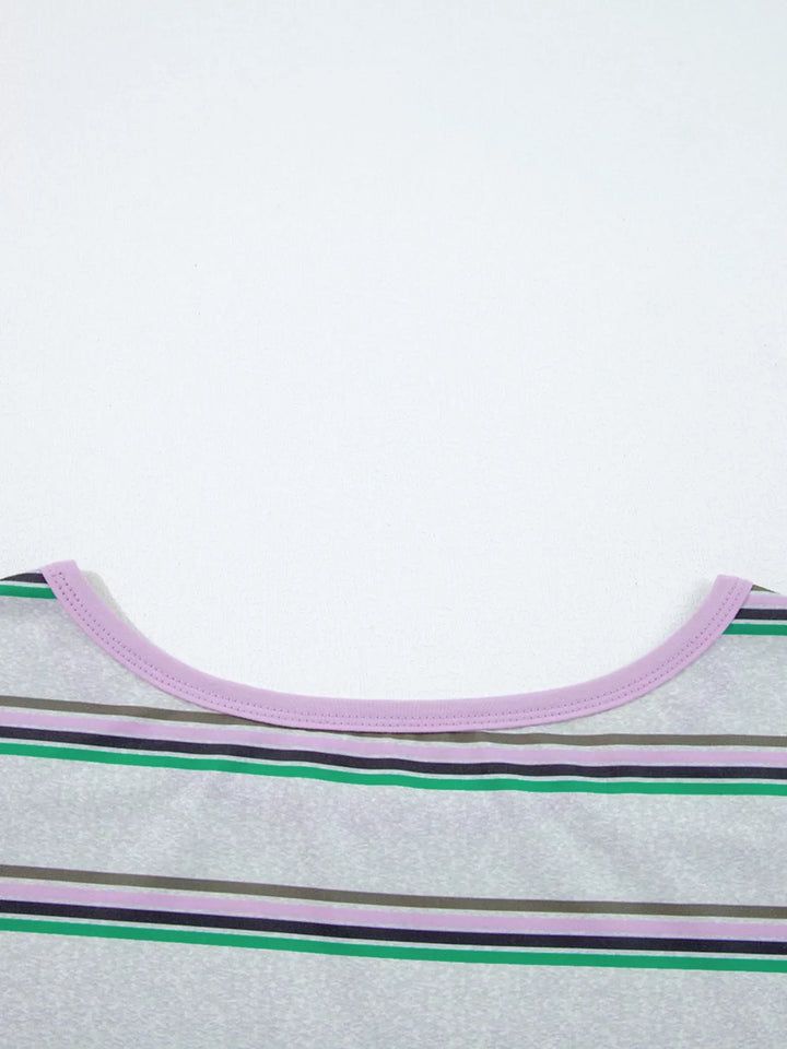 Stripe Oversize Drop Shoulder Long Sleeve Casual Top
