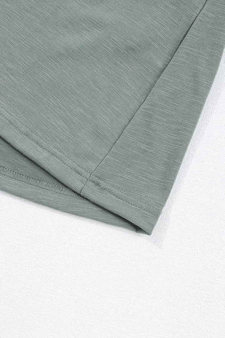 Frilled Gathered Seam Round Neck T Shirt Dress