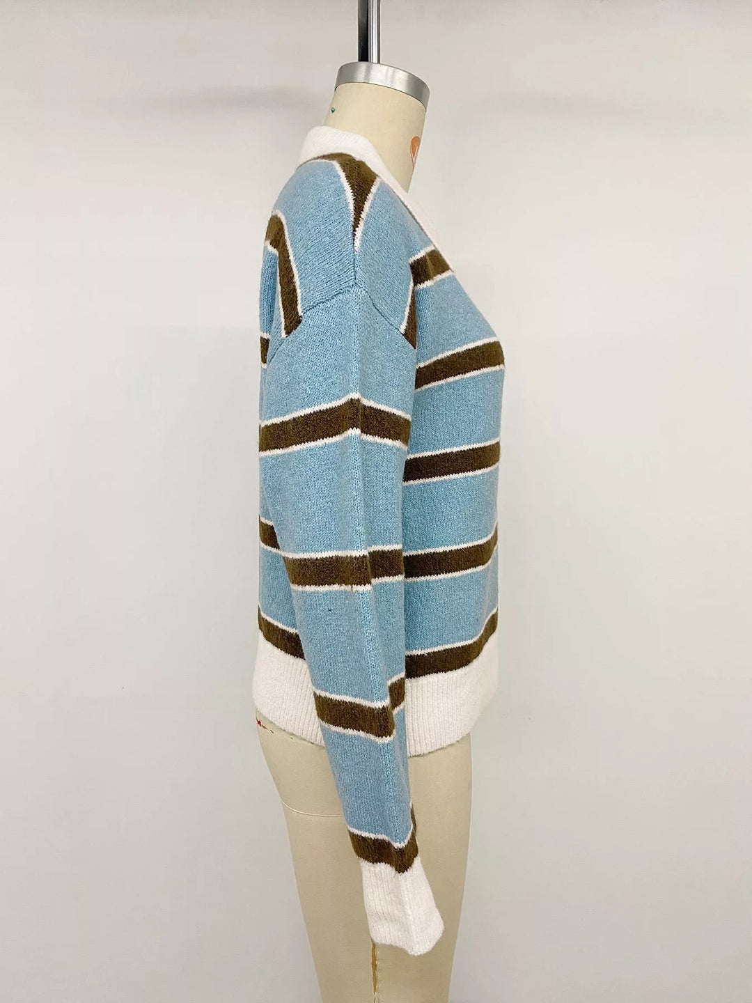Striped Polo Collar Sweater