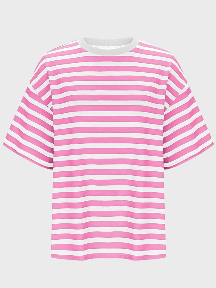 Striped Round Neck Half Sleeve T-Shirt