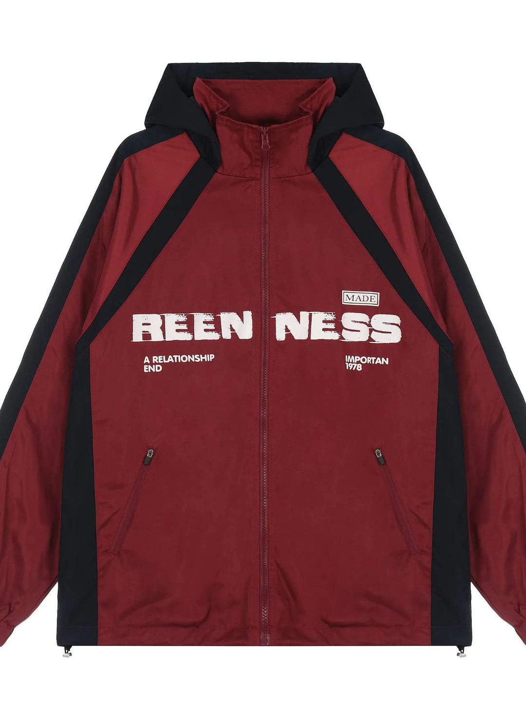 Men's Letter Zip Up Hooded Windbreaker Jacket