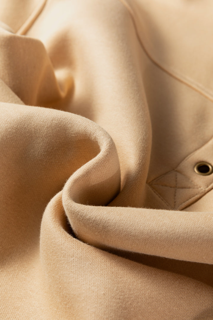 Light French Beige Grommet Detail V Neck Sweatshirt